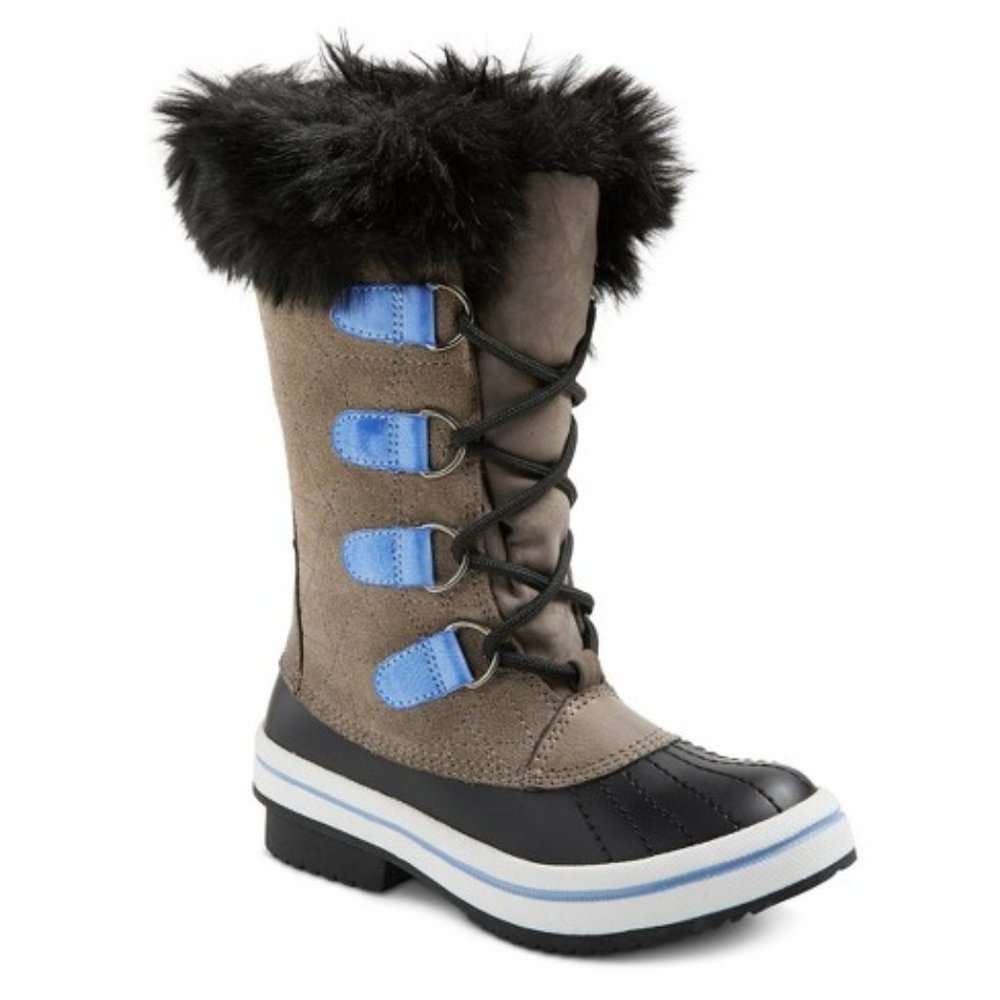 Girls' Cat & Jack Nadia Suede Fur Top Winter Boots